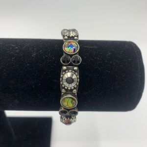 Vintage Statement Black, Silver & Iridescent Bracelet